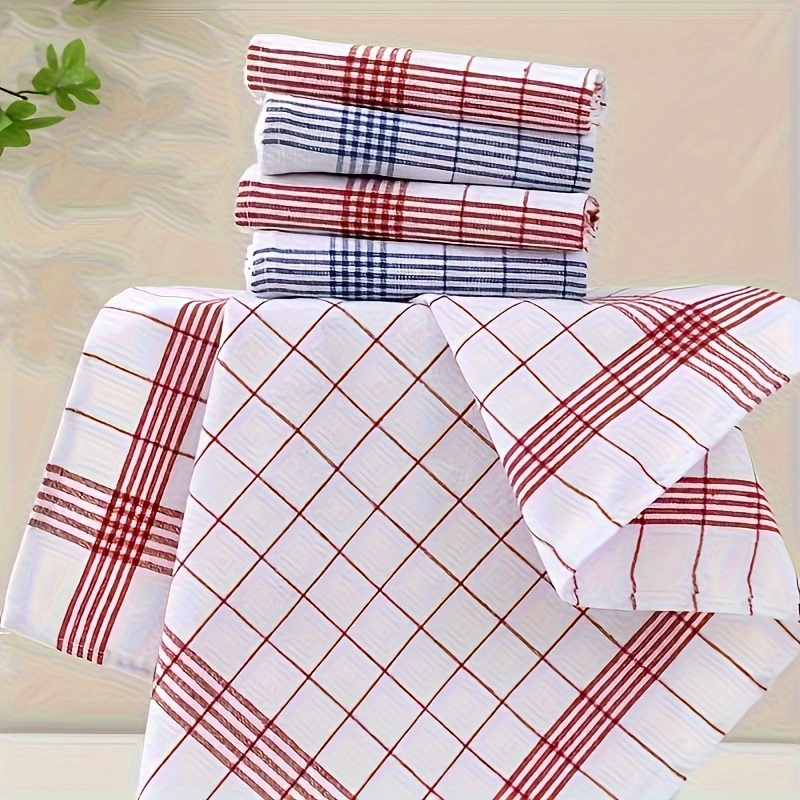 Kitchen Baking Necessities - 3/8Pcs, Colorful Simple Plaid Kitchen Towels,