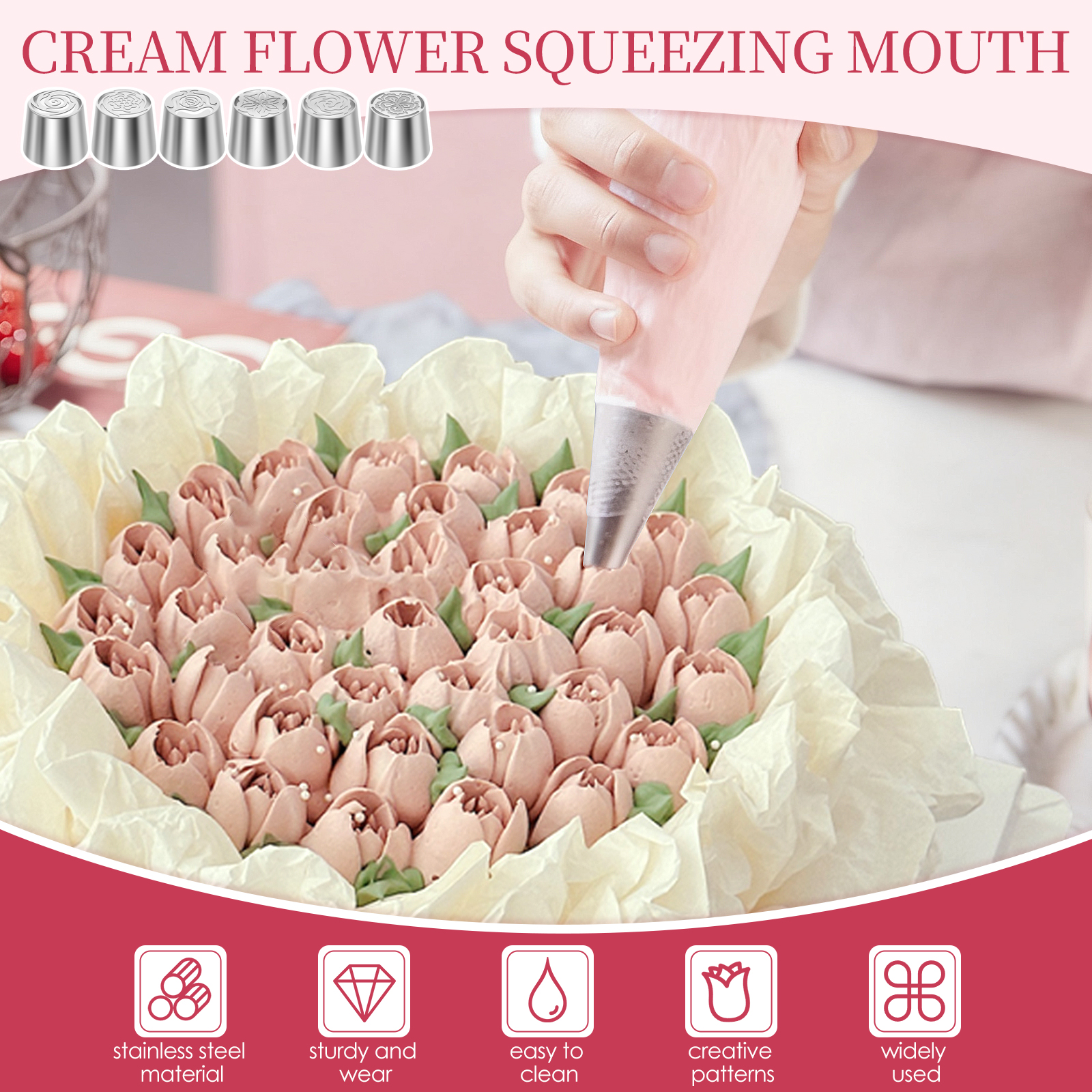 6Pcs Flower Russian Piping Tip - огляд і ціна Decorating Tip Set