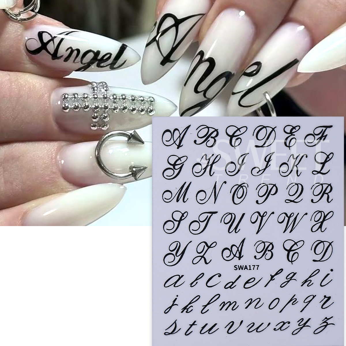 6pcs Gothic Letter Nail Decal  - огляд і ціна Decorating Tip Set