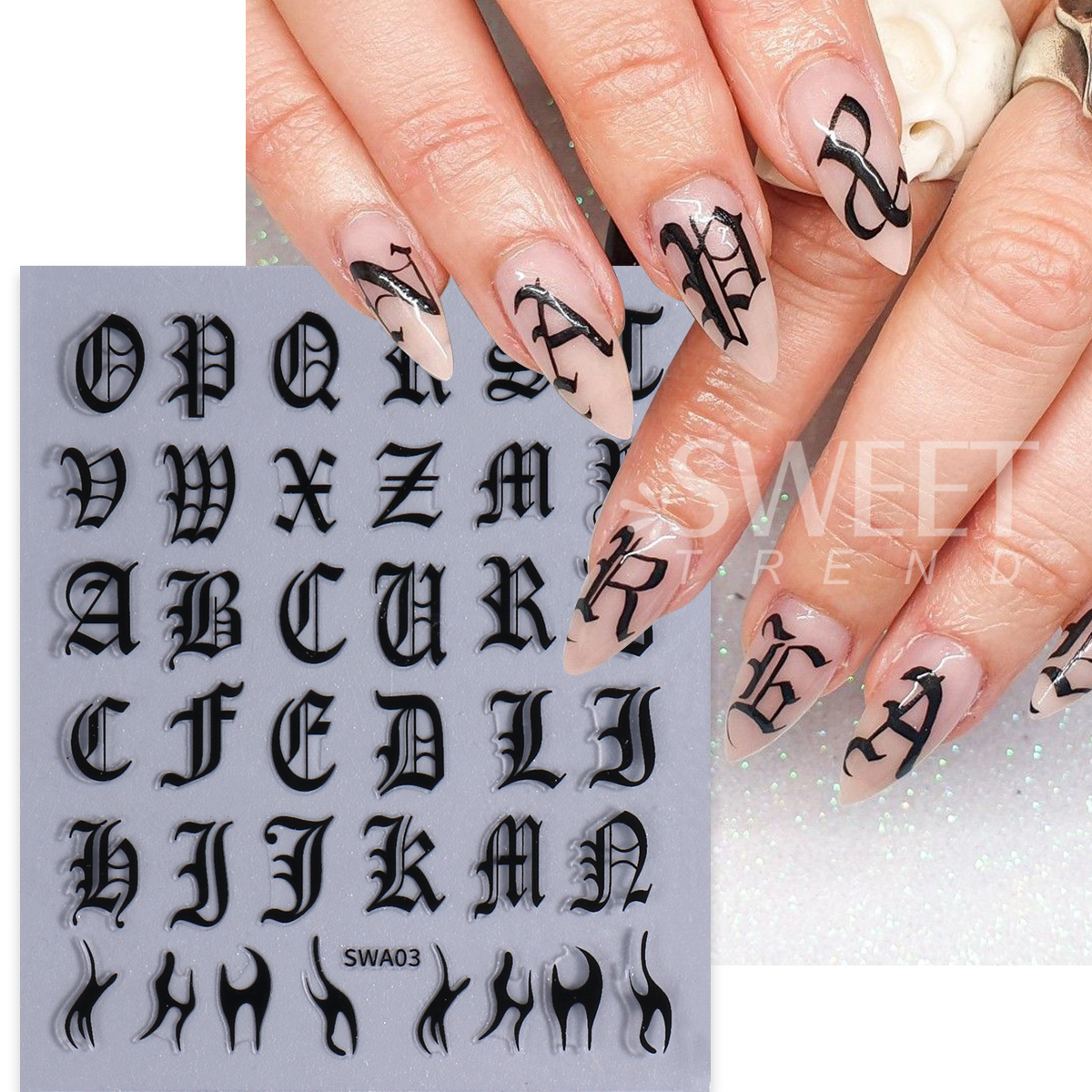6pcs Gothic Letter Nail Decal  - огляд і ціна Decorating Tip Set