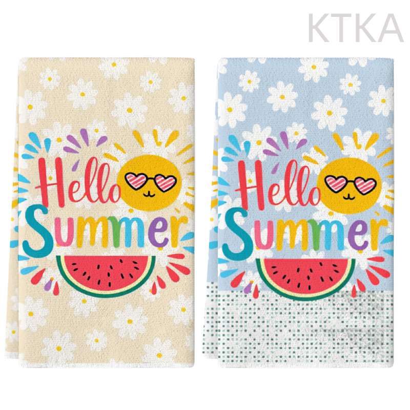 2Pcs, Watermelon Daisy Print K - огляд і ціна Kitchen Baking Necessities