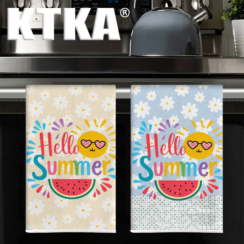 2Pcs, Watermelon Daisy Print K - огляд і ціна Kitchen Baking Necessities