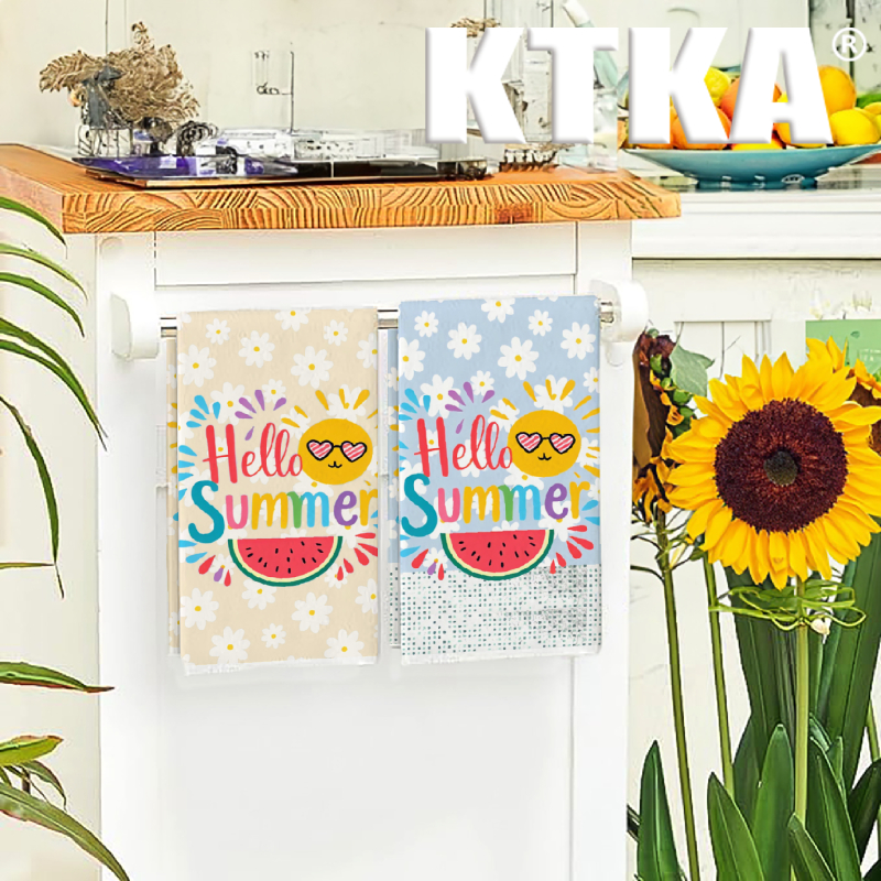 2Pcs, Watermelon Daisy Print K - огляд і ціна Kitchen Baking Necessities