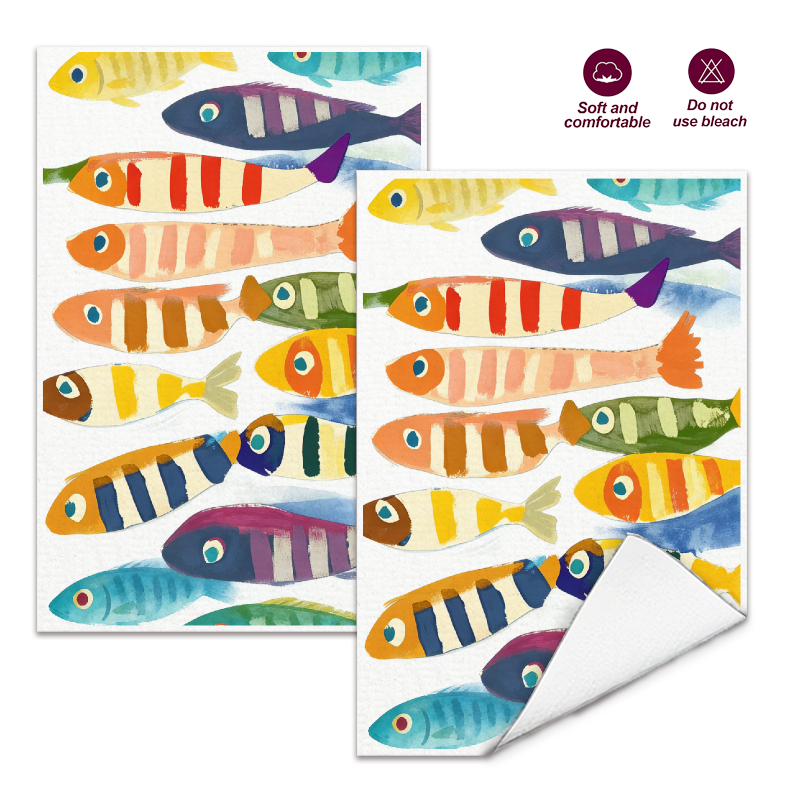 2Pcs, Watercolor Striped Fish  - огляд і ціна Kitchen Baking Necessities