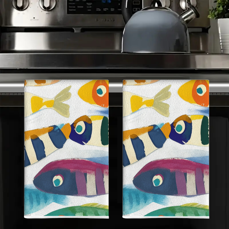 2Pcs, Watercolor Striped Fish  - огляд і ціна Kitchen Baking Necessities