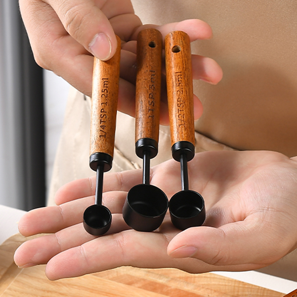4Pcs/Set Silver Wooden Handle  - огляд і ціна Kitchen Baking Scale