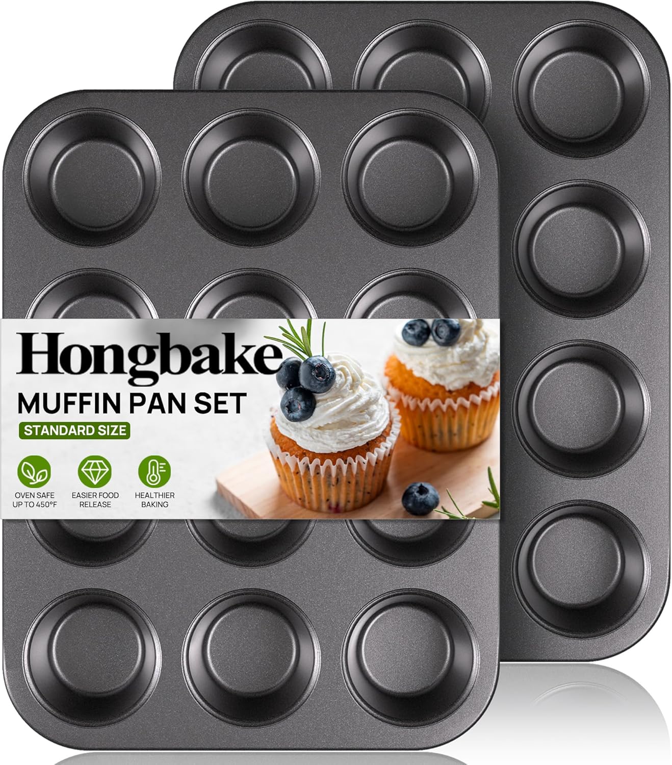 HONGBAKE Muffin Pan for Baking - огляд і ціна Muffin Tin Nonstick