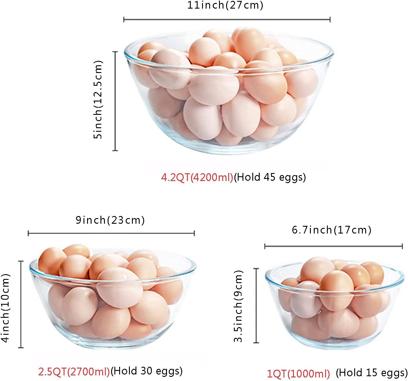 Glass Mixing Bowl Set of 3 for - огляд і ціна Kitchen Baking Cooking
