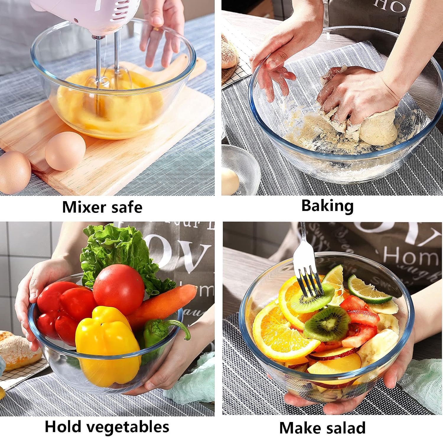 Glass Mixing Bowl Set of 3 for - огляд і ціна Kitchen Baking Cooking