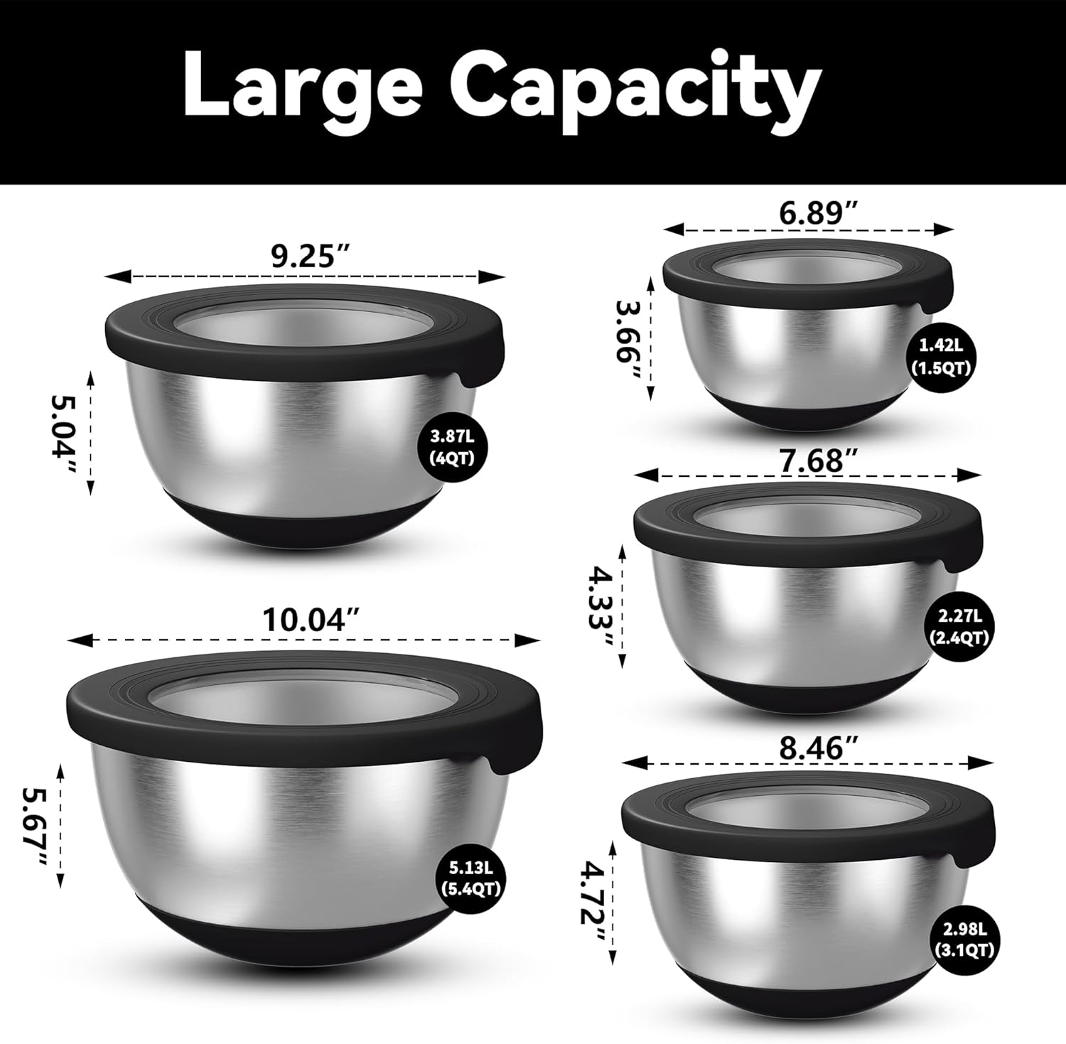 Stainless Steel Mixing Bowls w - огляд і ціна Kitchen Baking Cooking