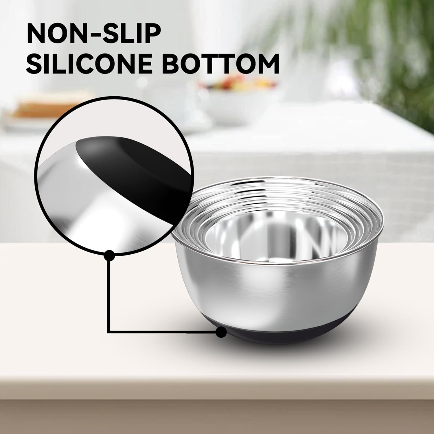 Stainless Steel Mixing Bowls w - огляд і ціна Kitchen Baking Cooking