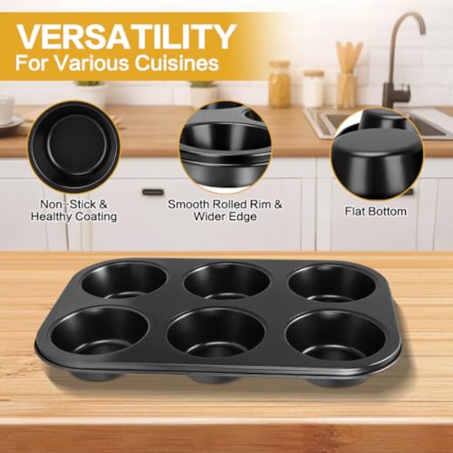 Jumbo Muffin Pan 6 Cup, 2-Pack - огляд і ціна Muffin Tin Nonstick