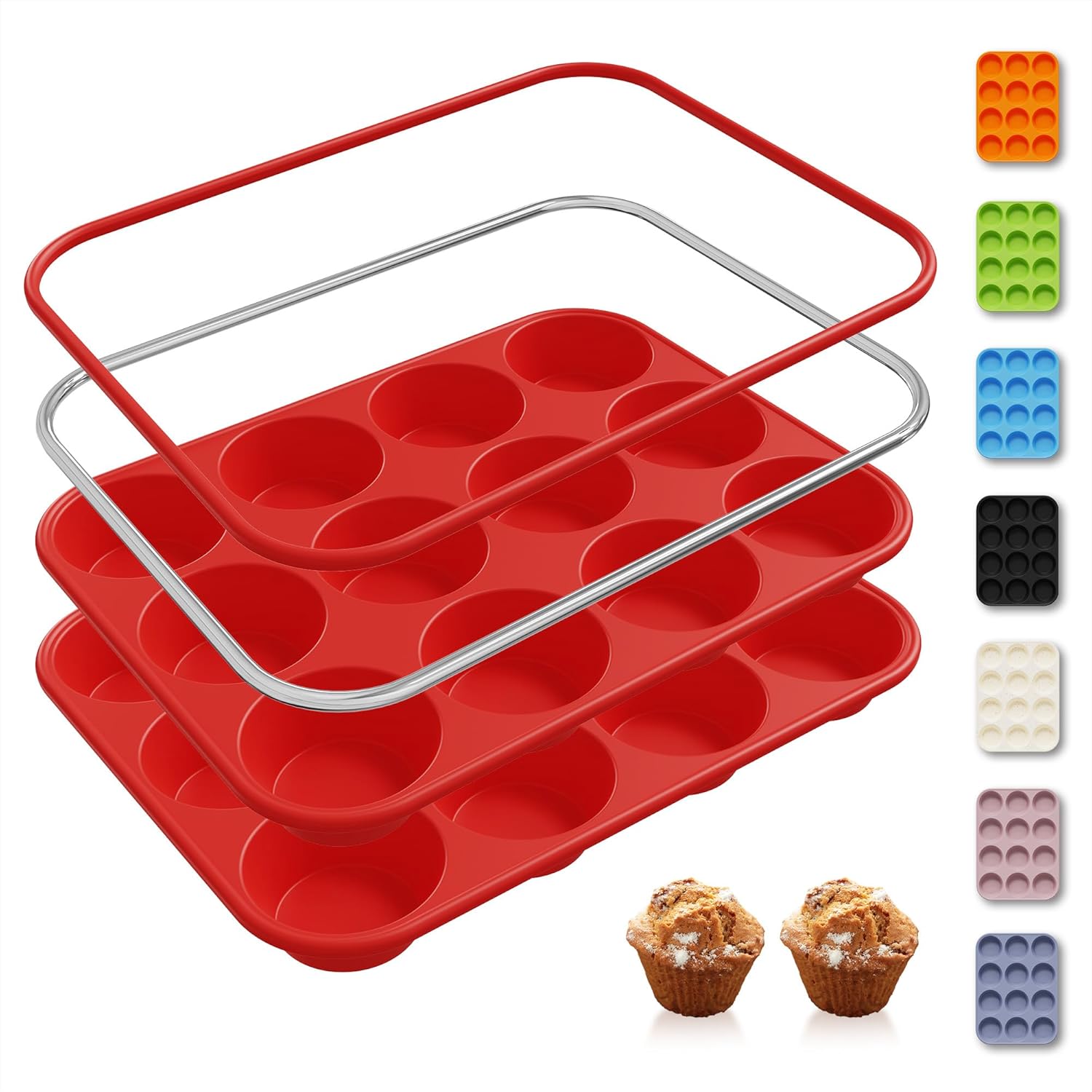 2 Pack 12 Cups Silicone Muffin - огляд і ціна Muffin Tin Nonstick