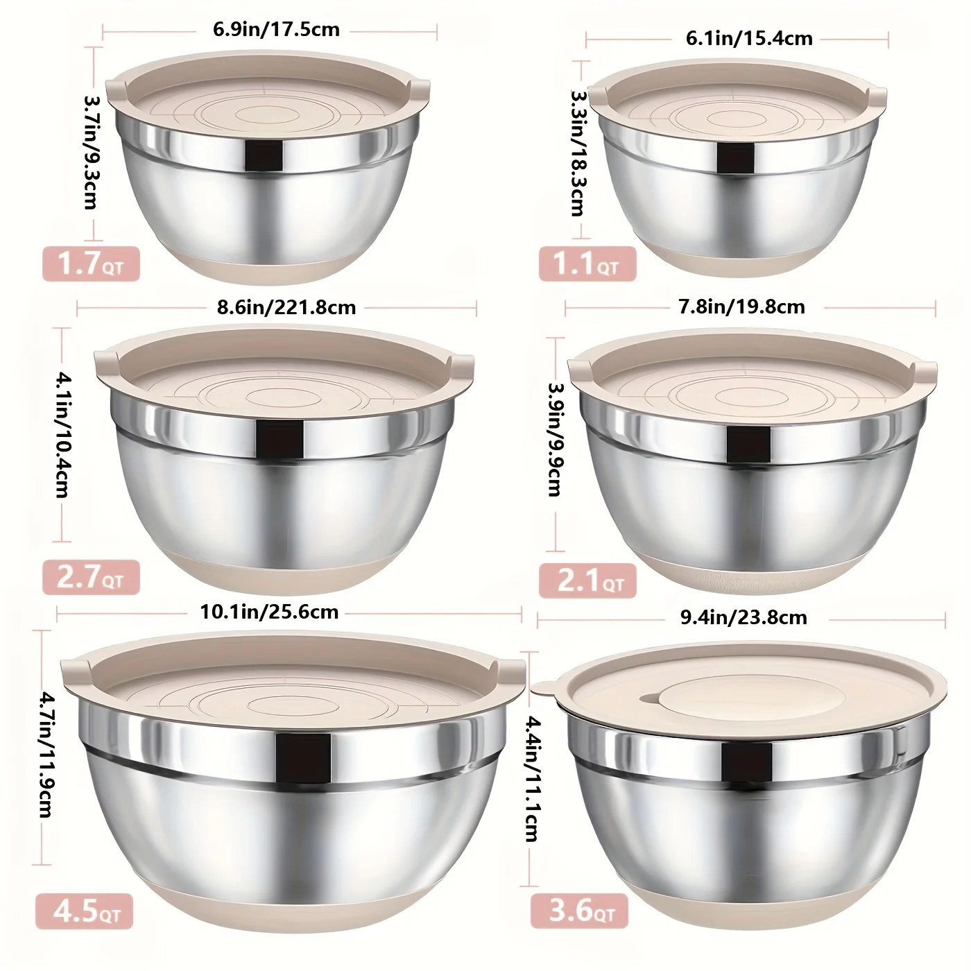 Set of Mixing Bowls Made of St - огляд і ціна Kitchen Baking Cooking