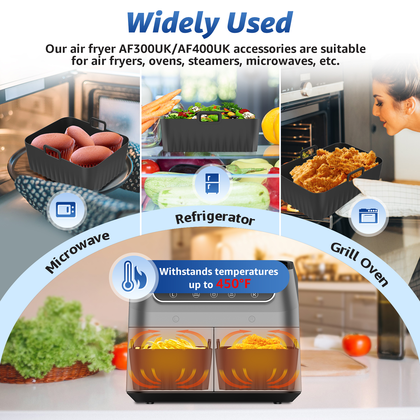 2Pcs Air Fryer Silicone Pot Ai - огляд і ціна Kitchen Baking Pan