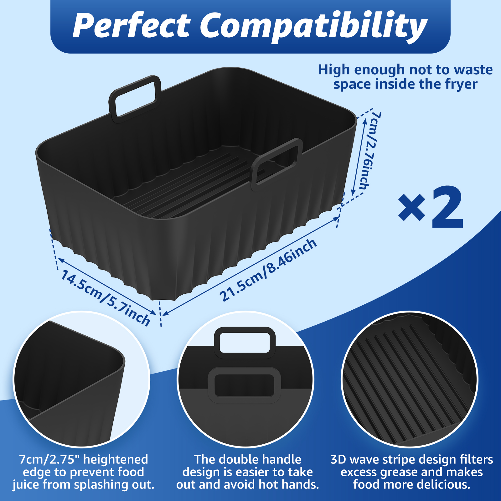 2Pcs Air Fryer Silicone Pot Ai - огляд і ціна Kitchen Baking Pan