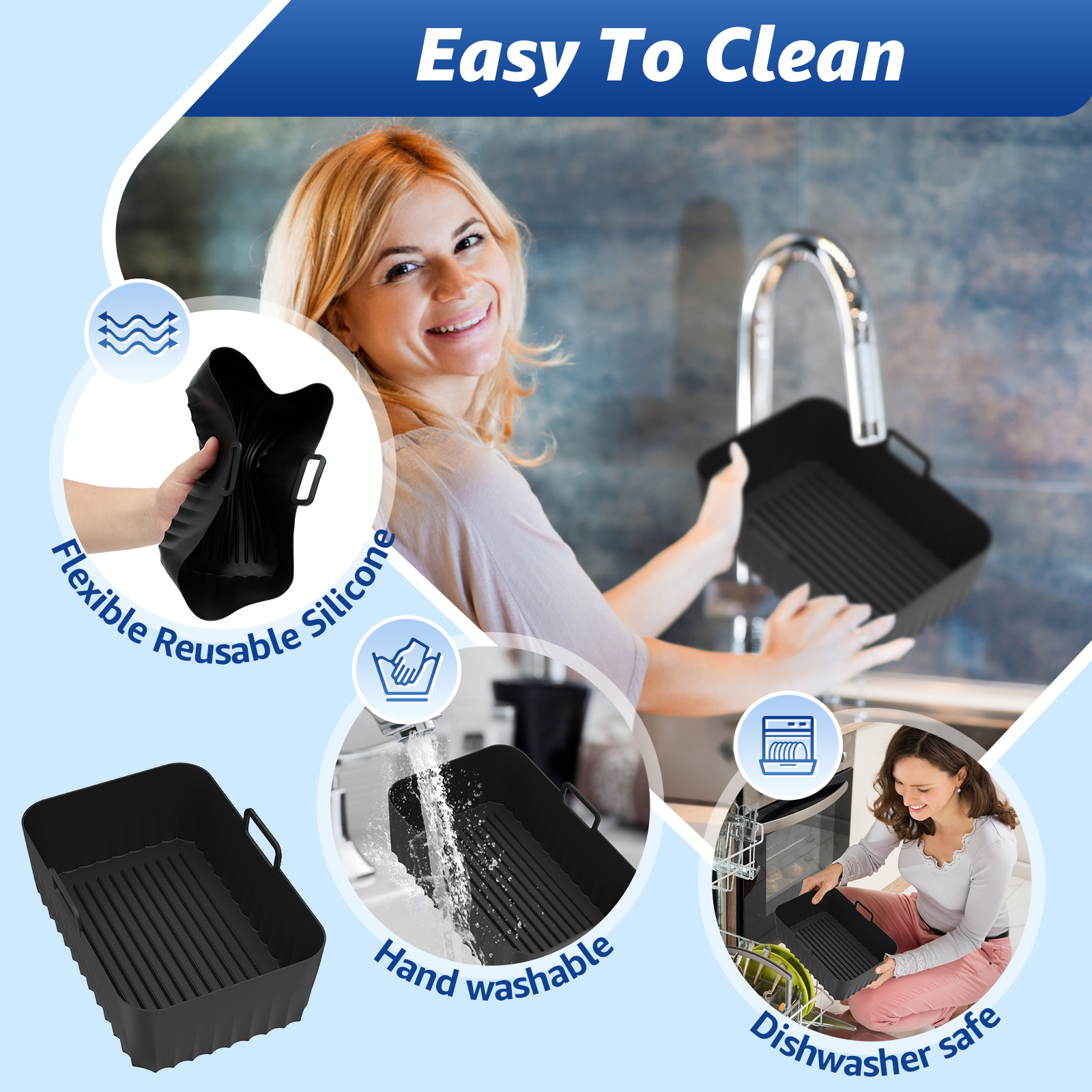2Pcs Air Fryer Silicone Pot Ai - огляд і ціна Kitchen Baking Pan