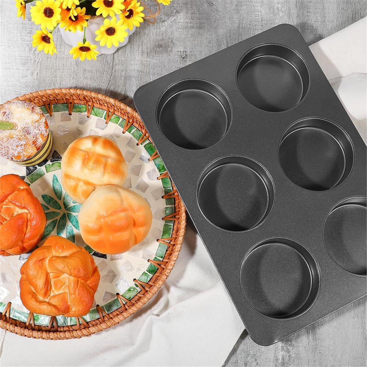BAAQ 6 Cup Straight Side Jumbo - огляд і ціна Muffin Tin Nonstick